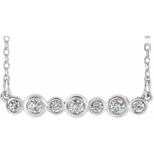 14k White 1/5 Ctw Natural Diamond Bezel-set Bar 16-18' Necklace