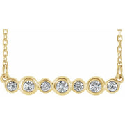 14k Yellow 1/5 Ctw Natural Diamond Bezel-set Bar 16-18' Necklace