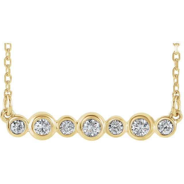14k Yellow 1/5 Ctw Natural Diamond Bezel-set Bar 16-18' Necklace