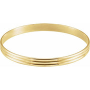 14K Yellow 6 mm Grooved Bangle 7 1/2' Bracelet