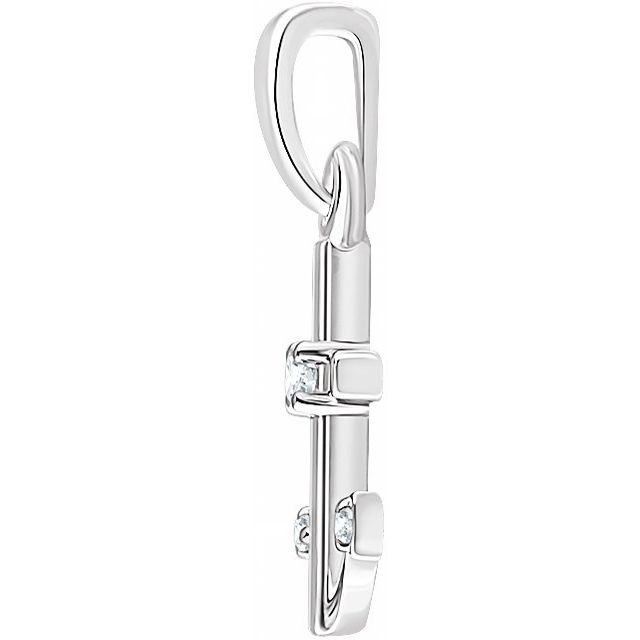 14k White .03 Ctw Natural Diamond Anchor Pendant