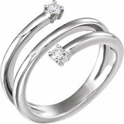 14k White 1/8 Ctw Natural Diamond Bypass Ring