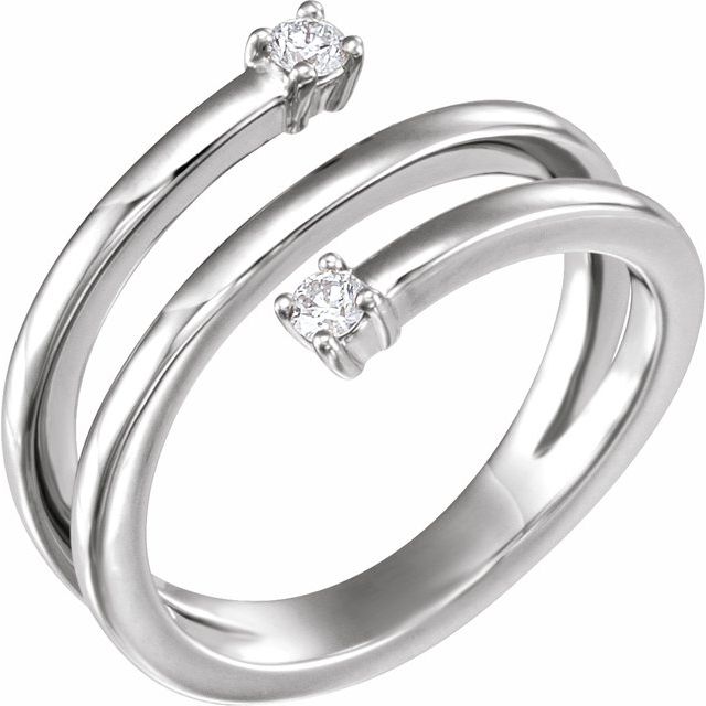 14k White 1/8 Ctw Natural Diamond Bypass Ring