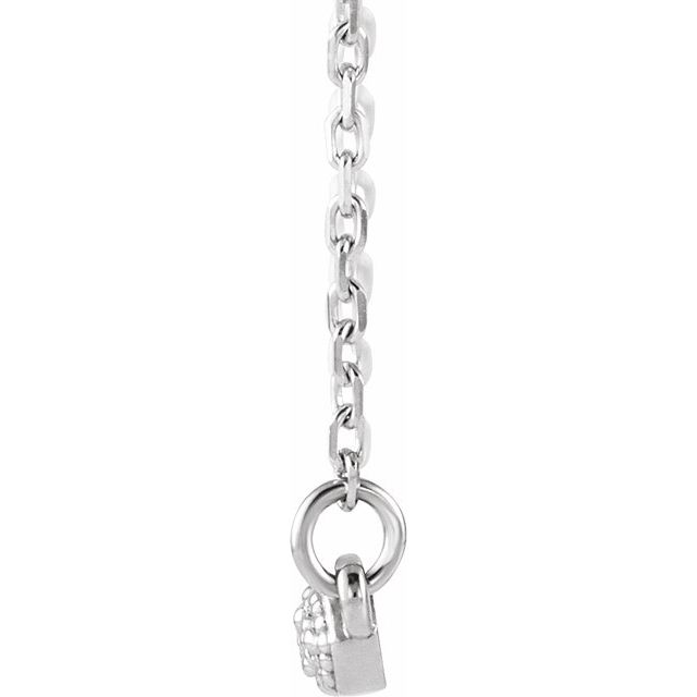 14k White 1/10 Ctw Natural Diamond Milgrain Bar 16-18' Necklace