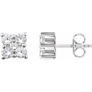 14k White 1/2 Ctw Natural Diamond Cluster Earrings