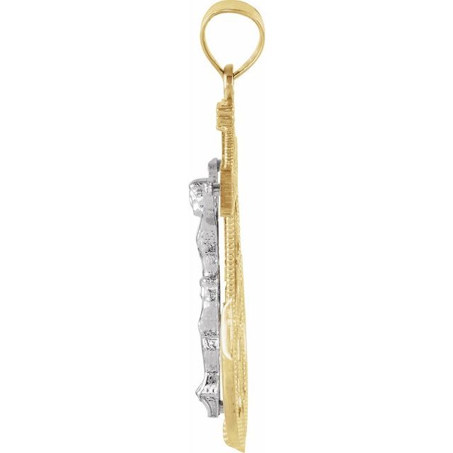 14K Yellow/White 32x24 mm Mariner's Crucifix Pendant