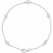 14K White Cultured White Freshwater Pearl 5-Station 7' Bracelet