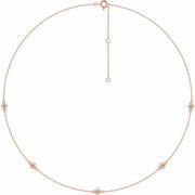 14k Rose 1/6 Ctw Natural Diamond 5-station 16-18' Necklace