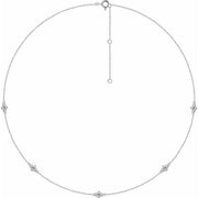 14k White 1/6 Ctw Natural Diamond 5-station 16-18' Necklace