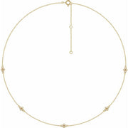 14k Yellow 1/6 Ctw Natural Diamond 5-station 16-18' Necklace