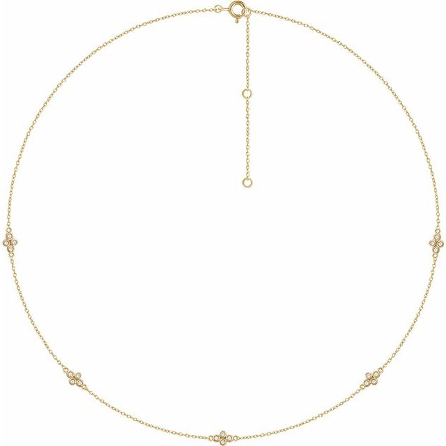 14k Yellow 1/6 Ctw Natural Diamond 5-station 16-18' Necklace