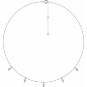 14k White 1/10 Ctw Natural Diamond 5-station 16-18' Necklace