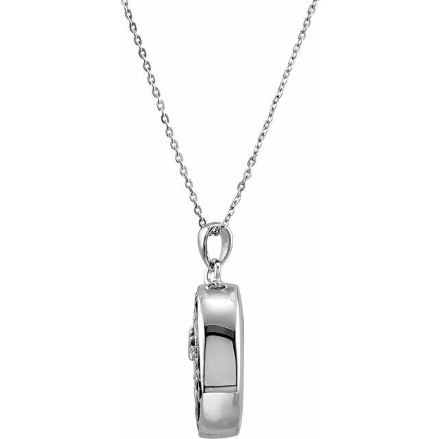 Sterling Silver 1.5 mm Round Blue Cubic Zirconia Ash Holder 18' Necklace