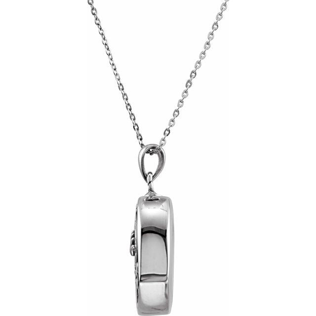Sterling Silver 1.5 mm Round Imitation Pink Cubic Zirconia Ash Holder 18' Necklace
