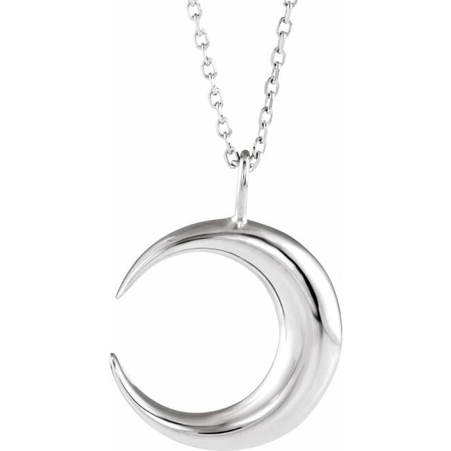 14k White Crescent Moon 16-18' Necklace