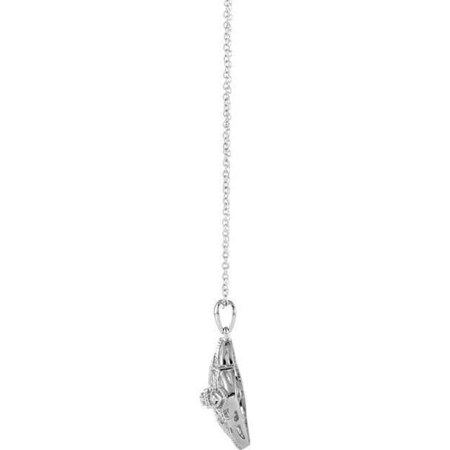 Sterling Silver  1/10 Ctw Natural Diamond Granulated Filigree 16-18' Necklace