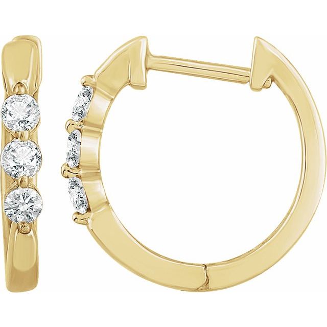 14k Yellow 1/4 Ctw Natural Diamond 14 Mm Hoop Earrings