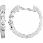 14k White 1/4 Ctw Natural Diamond 14 Mm Hoop Earrings