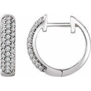 14k White 1/3 Ctw Natural Diamond 14 Mm Hoop Earrings
