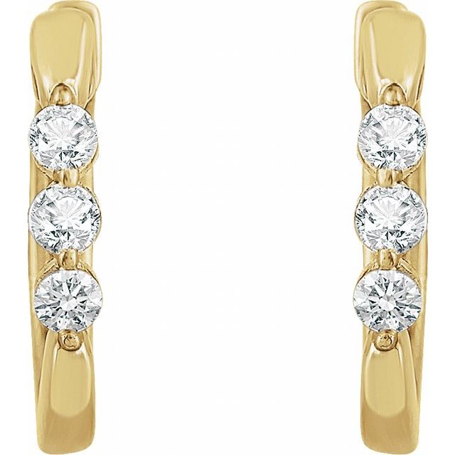14k Yellow 1/4 Ctw Natural Diamond 14 Mm Hoop Earrings