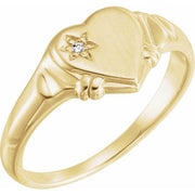 14K Yellow .01 CT Natural Diamond Heart Ring