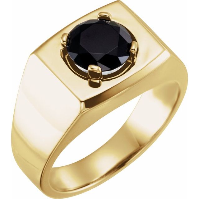 14K Yellow  Natural Black Onyx Ring