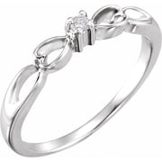 14K White .03 CT Youth Natural Diamond Heart Ring