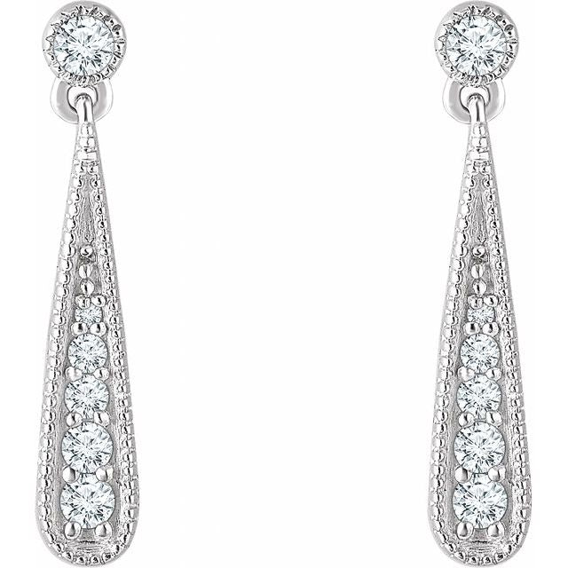 14k White 1/6 Ctw Natural Diamond Teardrop Earrings