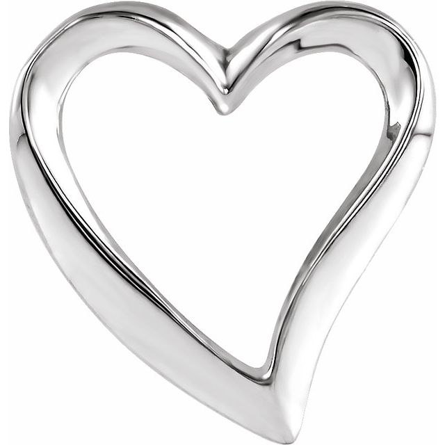 14K White Heart Slide Pendant