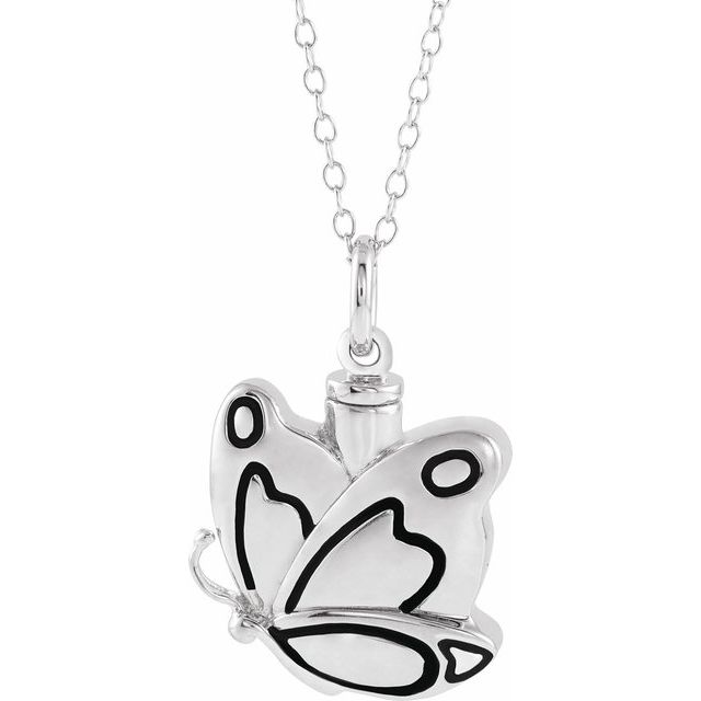 Sterling Silver Butterfly Ash Holder 18' Necklace