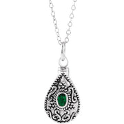 Sterling Silver 6x4 mm Oval May Birthstone Ash Holder 18' Necklace