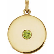 14k Yellow Natural Peridot Disc Pendant
