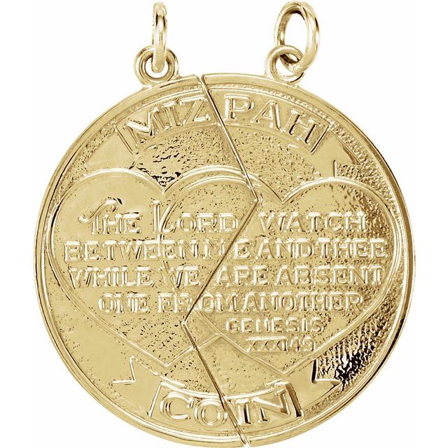 14k Yellow Miz Pah Coin Right Pendant