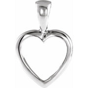 14k White 15x10 Mm Open Heart Pendant