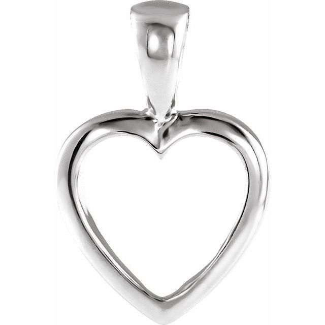 14k White 15x10 Mm Open Heart Pendant