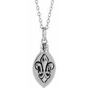 Sterling Silver Fleur-de-lis Ash Holder 18' Necklace