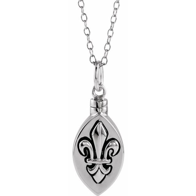Sterling Silver Fleur-de-lis Ash Holder 18' Necklace