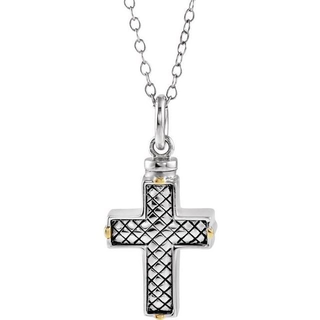Sterling Silver Woven Cross Ash Holder 18' Necklace