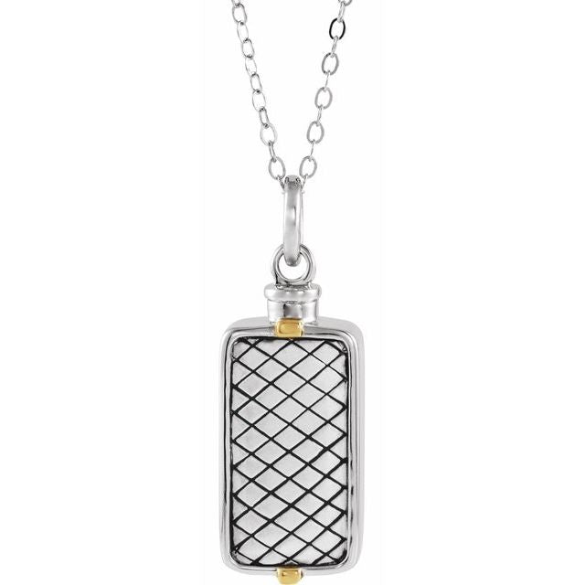 Sterling Silver Rectangle Ash Holder 18' Necklace