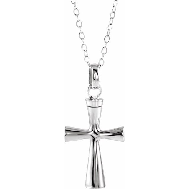 Sterling Silver Cross Ash Holder 18' Necklace