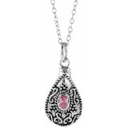 Sterling Silver 6x4 mm Oval October Birthstone Ash Holder 18' Necklace