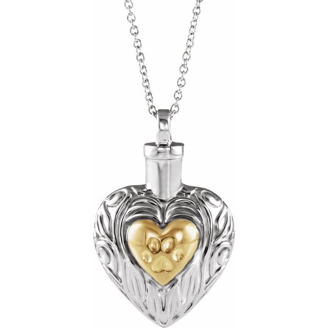 Sterling Silver Pet Heart Ash Holder 18' Necklace