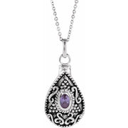 Sterling Silver 6x4 mm Oval June Birthstone Ash Holder 18' Necklace