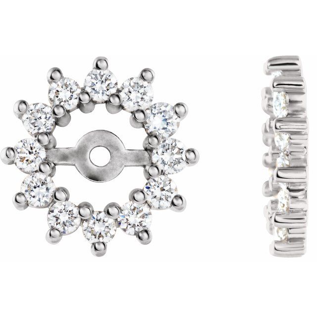14K White 3/8 CTW Diamond Earring Jackets with 4.2mm ID