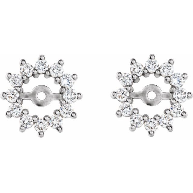 14K White 3/8 CTW Diamond Earring Jackets with 4.2mm ID