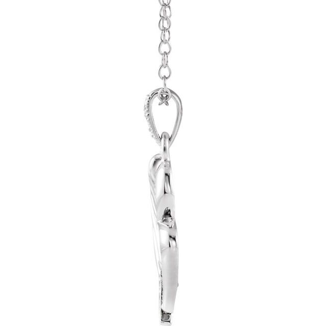 Sterling Silver Imitation White Cubic Zirconia The Broken Wing 18' Necklace