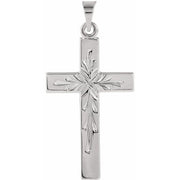 14K White 24x15 mm Cross Pendant