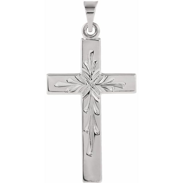 14K White 24x15 mm Cross Pendant