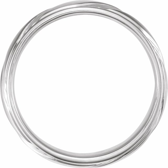 14k White 6.75 Mm Grooved Flat Edge Band Size 10