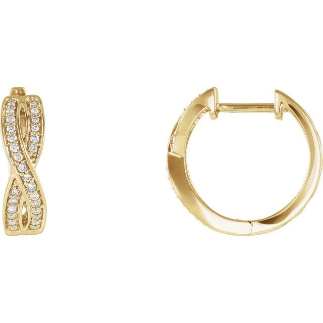 14k Yellow 1/5 Ctw Natural Diamond Infinity-inspired 15.8 Mm Hoop Earrings